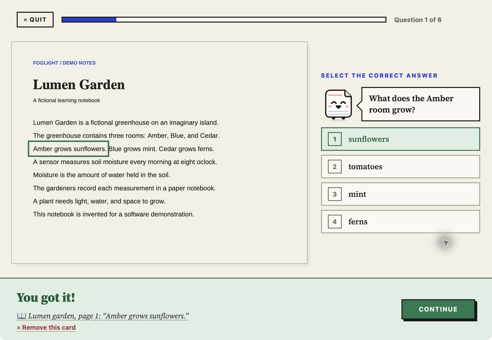 Actual Foglight source reader with a highlighted sentence